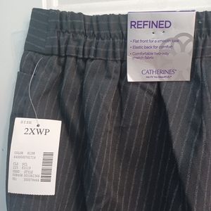 NEW WITH TAGS Catherine's Petite Pant, Size 2XWP 22/24WP Black/Charcoal Striped